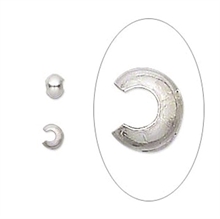 Crimp, klemme/knudeskjuler, 4 mm rund, sterling sølv, 4 stk.